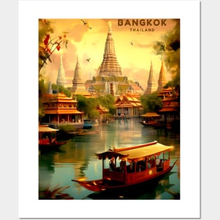 Bangkok Thailand Wat Arun Temple Travel and Tourism advertising Print Posters and Art